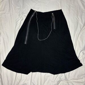 Two Zipper Chain Mid Length Skirt